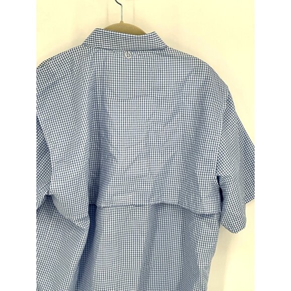 Chancellors Men's Fishing Shirt Light Blue Gingham Short Sleeve Button-Down Pock - Picture 9 of 11